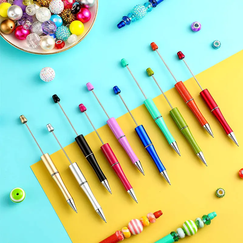 10pcs Beadable Pen Bead Pens Ballpoint Pen Plastic Ball Pen for Jewelery Present DIY Making