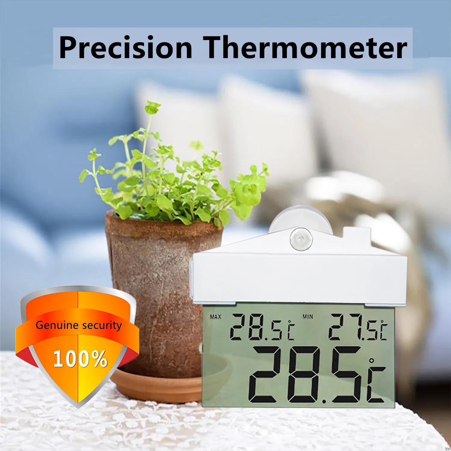 Digital Weather Station Suction Cup Indoor Outdoor Thermometer Large