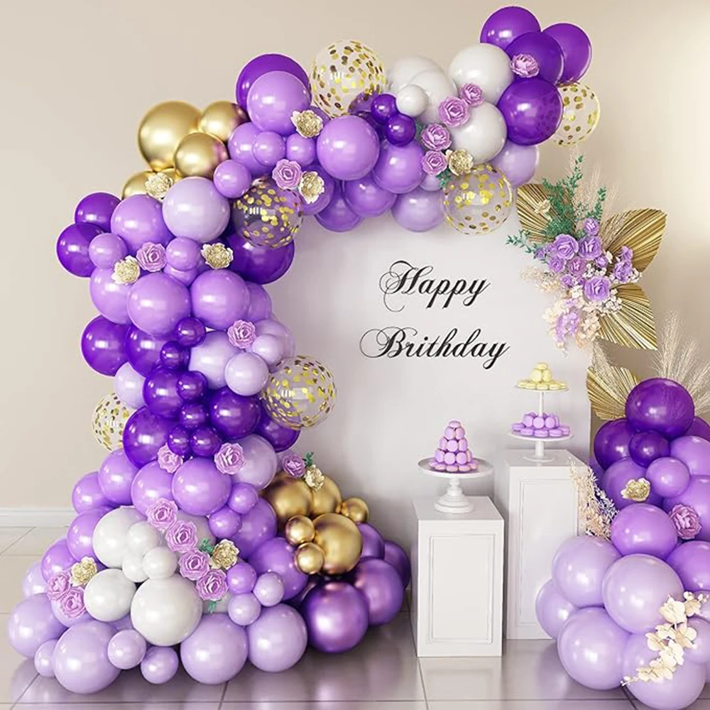 

Purple Balloons Kit Light Purple Gold Confetti Balloon Garland Arch Kids Birthday Party Baby Shower Graduation Decoration Globos