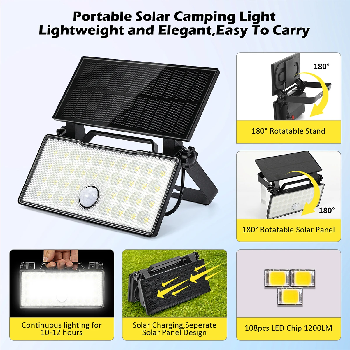 Description Picture 6 of itemAdjustable Head Solar Spotlight Solar Wall Lamp With 3 working Modes Outdoor Waterproof Solar Garden Light Solar Camping Light