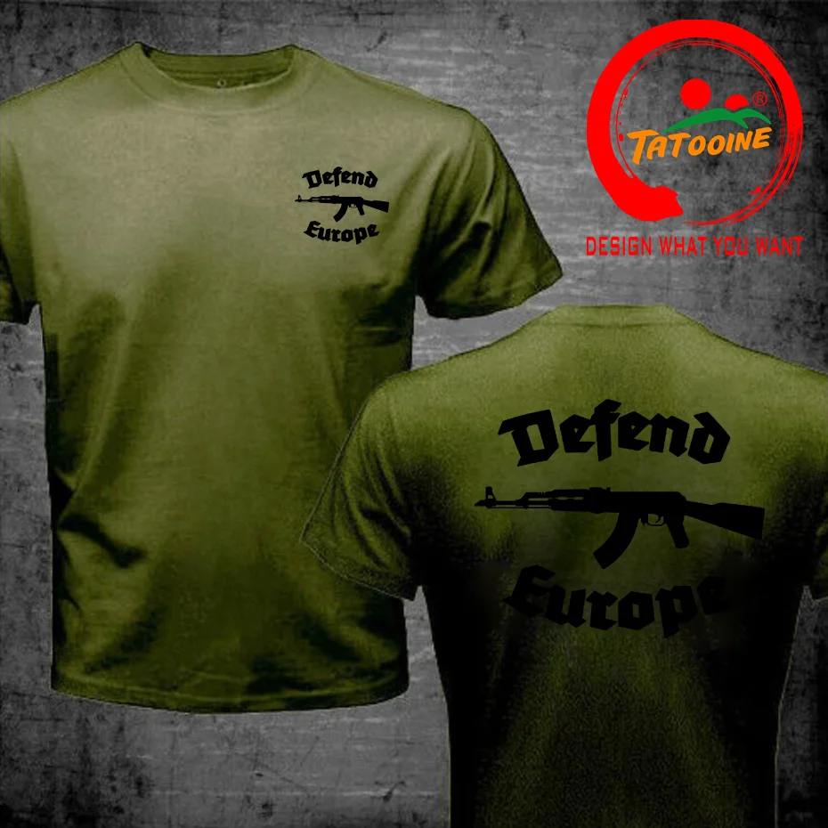 Defend Europe T Shirt Immigrant Islam Custom Design AK 47 AK47