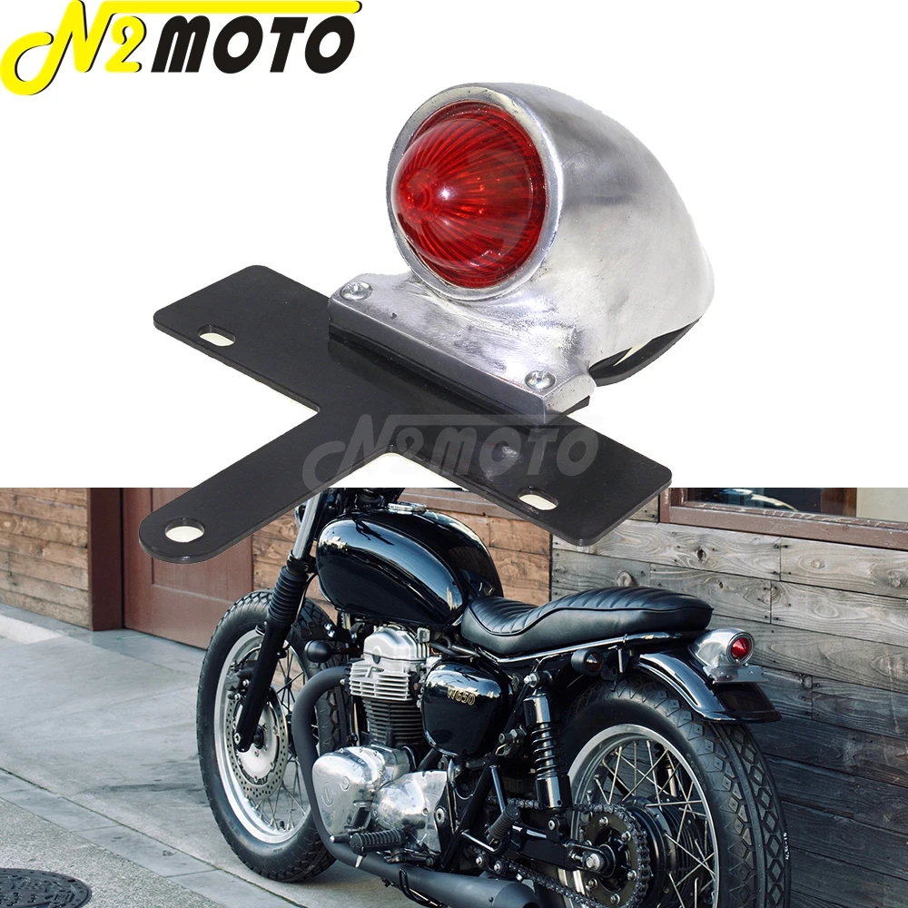 

Polish Vintage Motorcycle 12V Rear Tail Brake Light License Plate Bracket Taillight For Harley Chopper Bobber Custom Cafe Racer