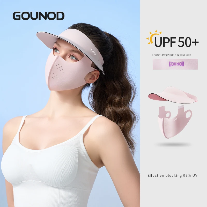UPF50+  hat Sun large eaves mountain climbing mask mesh breathable outdoor UV protection detachable full face 2