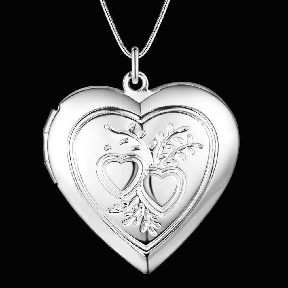 925 Sterling Silver Necklace Pendan Heart Picture frame For Women Exquisite Student Girlfriend Jewelry Accessories Wedding Gift