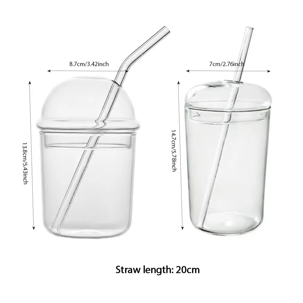 Drinking Glasses with Dome Lids and Glass Straw Can Shaped Glass Cups Beer  Glasses Iced Coffee Tumbler Cup DIY Drinkware