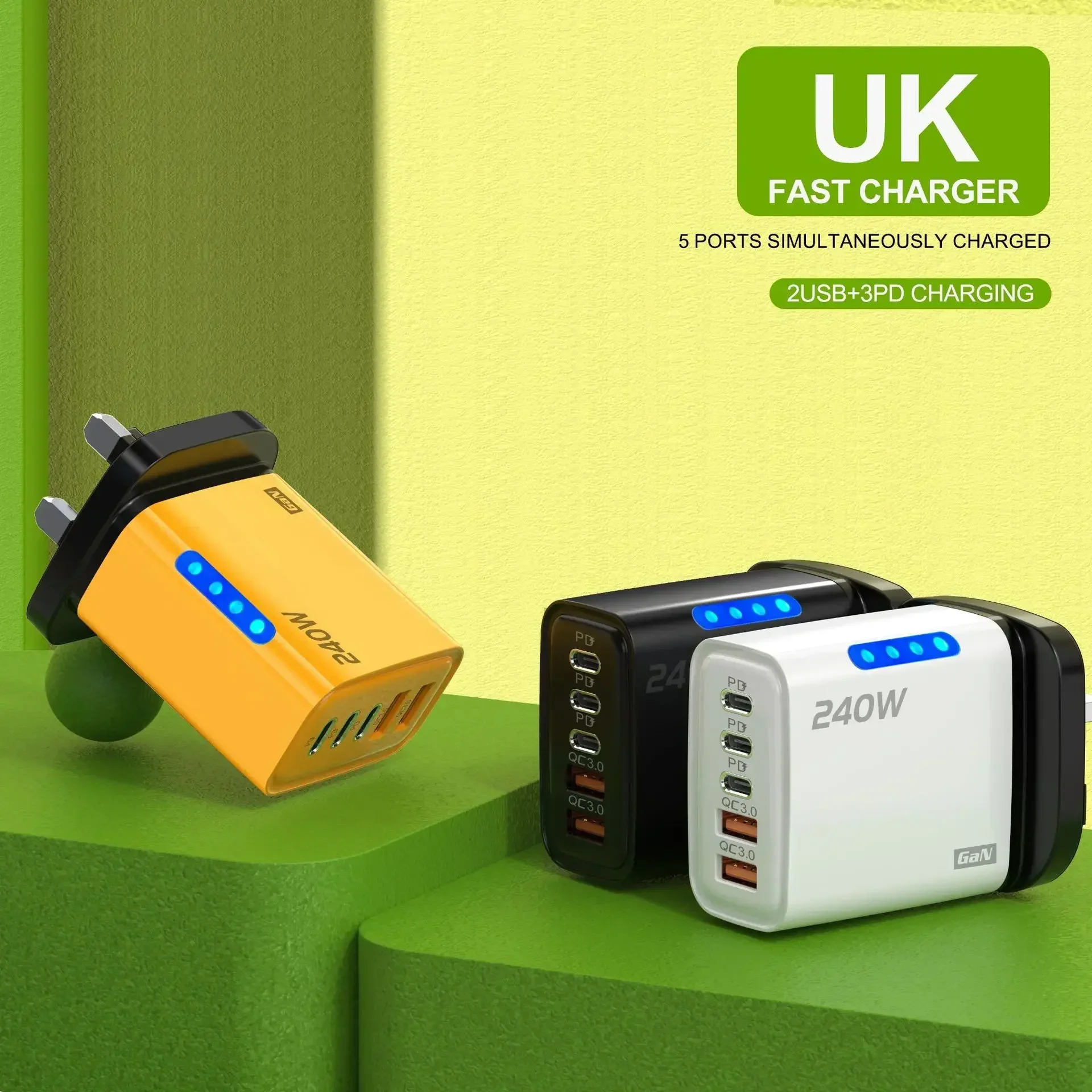 Fast Charging Desktop Charger With Dual Usb And Triple Type C Port_voghion.com