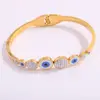 304 Stainless Steel Turkish Devil's Eye Blue Crystal Bracelet Ladies Jewelry Retro Drip Elegant Buckle Woman Bangle 6