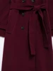 Elegant Burgundy Woolen Coat With Belt Women Lapel Full Sleeve Double Breasted Lady Overcoat 2024 Autumn Winter Female Outwear 6