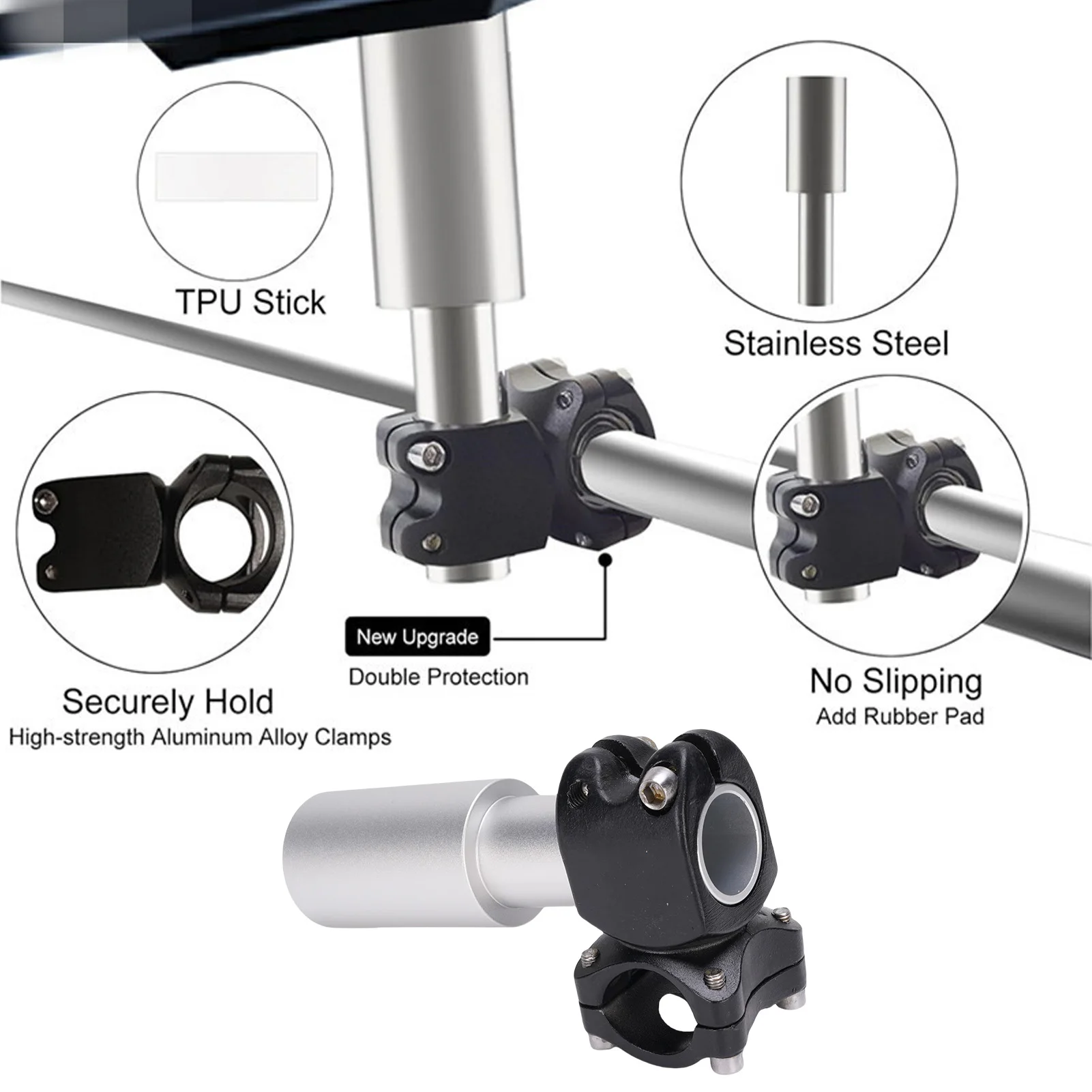 Satellite RV Roof Mount Aluminum Alloy Scratch Proof Satellite RV Pole Mount Weather Proof High Strength Clamp for Camping Car