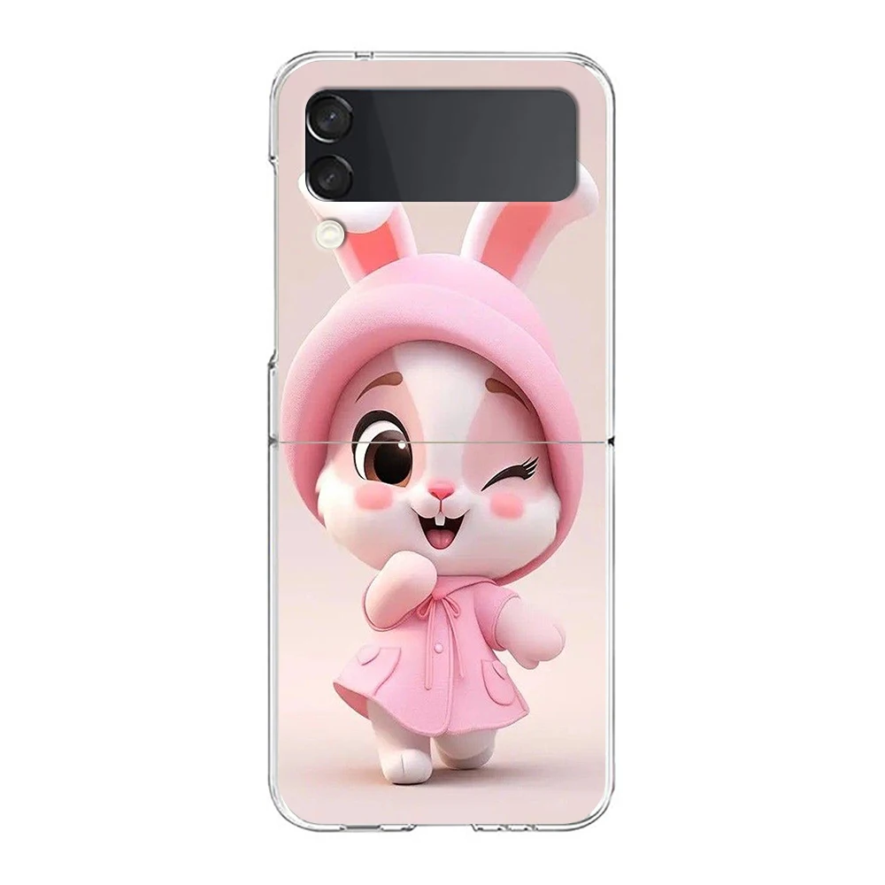 Chic Purple Hat Rabbit Hard PC Phone Case - Stylish Foldable Black Cover