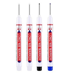 Deep Hole Long Nib Head Markers - Waterproof & Multi - Purpose, Set of 4 (2white 1blue 1black)