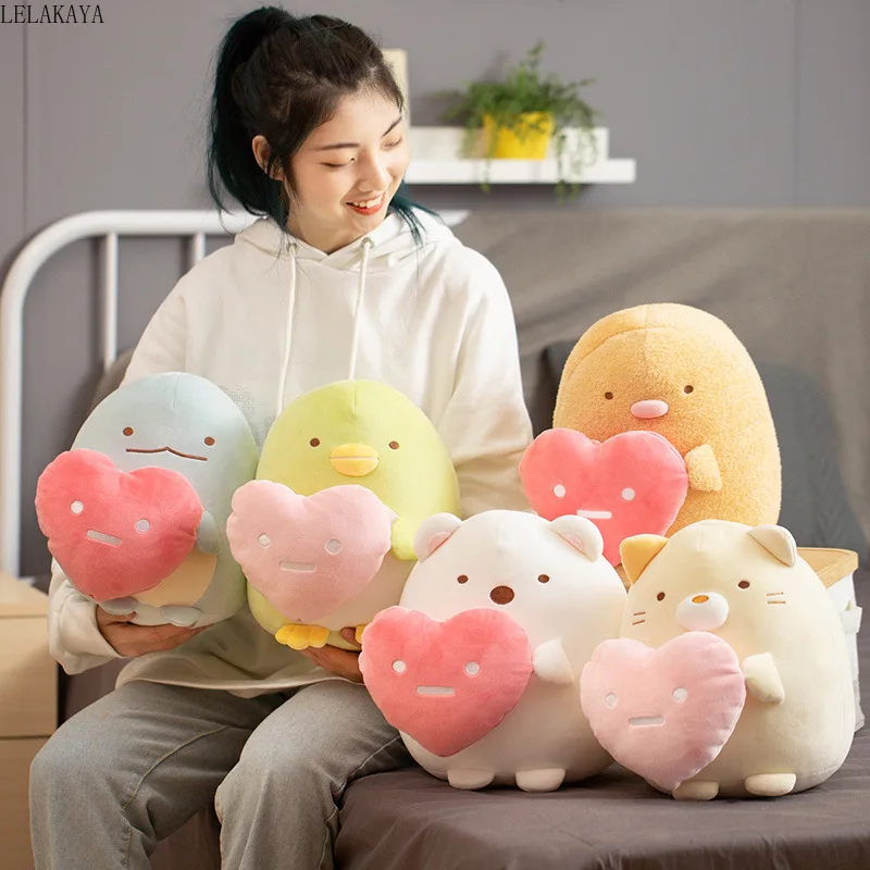 

18 см японское аниме Sumikko Gurashi Угловые био с сердцем Плюшевые игрушки Мягкая Подушка детская Милая мультяшная Мягкая кукла