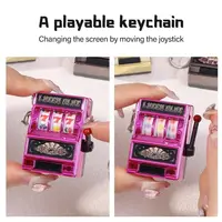 Mini Gambling Slot Machine Key Chains Creative Arcade Pocket Fruit Lucky Jackpot Gadget Antistress Toy Funny Games Keychain Ring 6