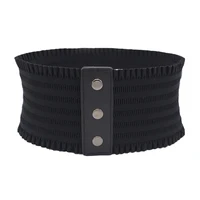 Ruffles Wide Belt Triple Buckle Elegant Elastic Waistband Decorative Dress Girdle for Women Large Size - Image 3