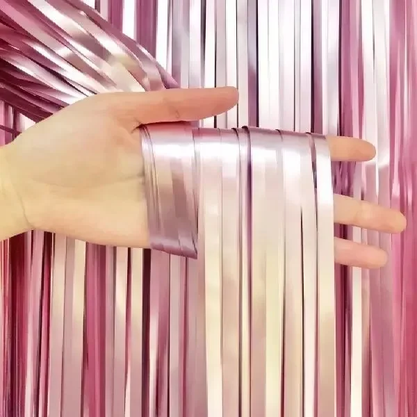

1 * 2m Metal Foil Edge Shiny Rain Curtain Birthday Party Wedding Decoration Photography Background Line Curtain Photo Props