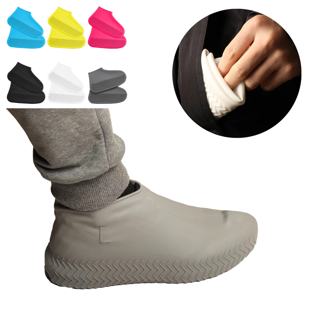 Couvre-chaussures En Silicone Réutilisables - 2 Paires (Noir & Blanc) - Imperméables Antidérapants - Taille M (pointes 33-37)