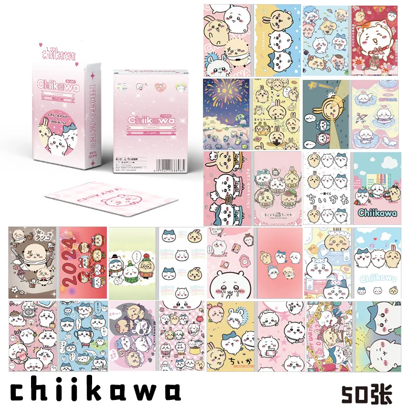 

50 шт. Chiikawas Hachiware Usagi Лазерная маленькая карта аниме мультфильм HD фото открытка коллекция открыток Поклонники подарок