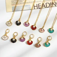 Mermaid Pearl Shell Enamel Necklace Fashion Temperament Colorful Shell Pendant Necklace Jewelry Presents for Women Girls 1