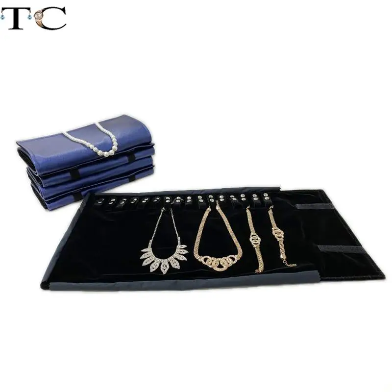 Almacenamiento de portátil, bolso enrollable para collar, pulsera, de de joyas de cuero, organizador de collares - AliExpress Joyería y