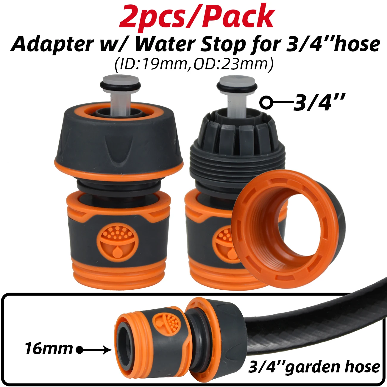Set 4 Raccordi Per Tubo Da Giardino 3/4 Pollici  19 Mm Attacchi Rapidi Anti Perdita E 901313