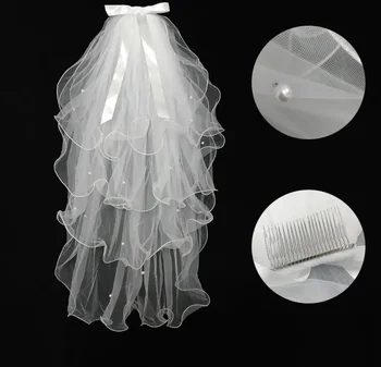 Veli da sposa per bambina con fiori Velo da sposa con perline Comunione con pettine per accessori da sposa