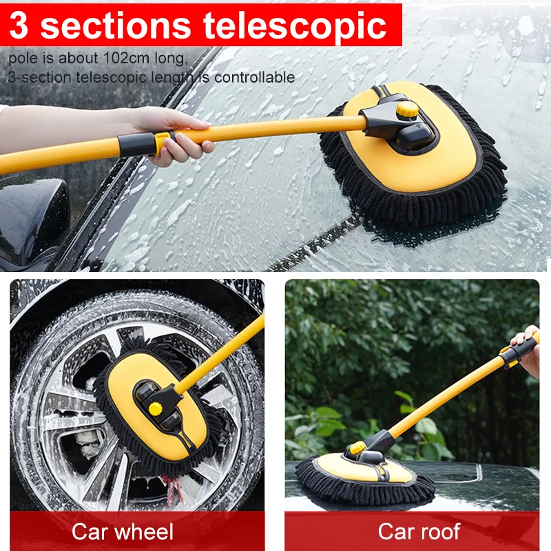 

2022 Car Mop Detail Brush Chenille Broom Retractable Cleaning Mop Car Brush Auto Accessories Wipeable Cleaning For Car Wash Tool
