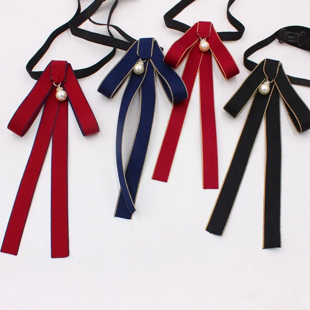 

Elegant Collar Bowtie Pearl Ribbon Tie JK uniform Tie for School Costume Small Bowtie Neck Ties JK Bow Tie College Style Cravat