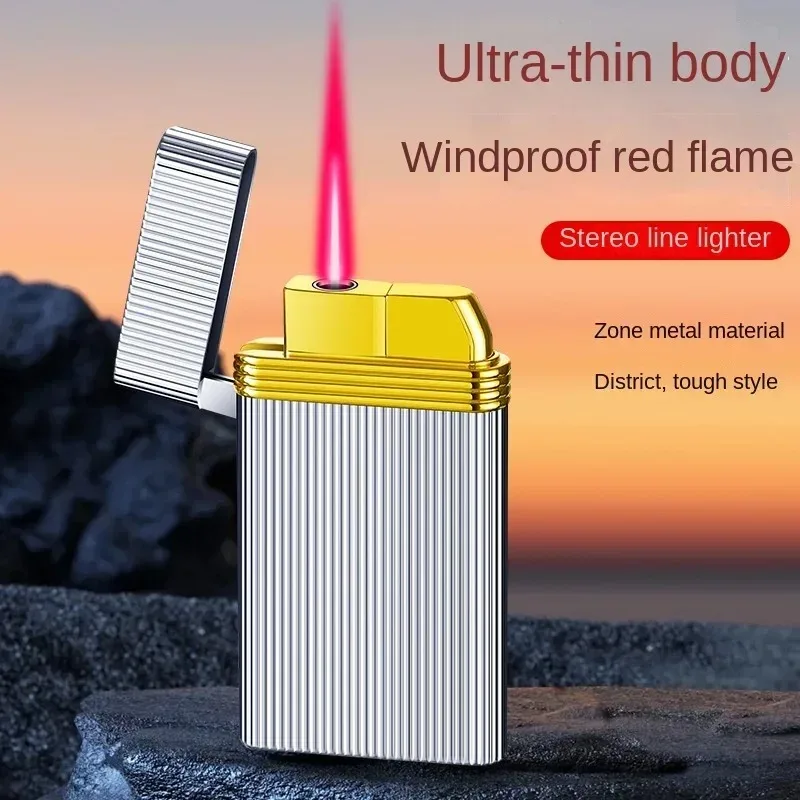 

Xinfa-Red Flame Slim Portable Lighter, Straight-Charging, High-Quality Windproof Lighter, XF4001