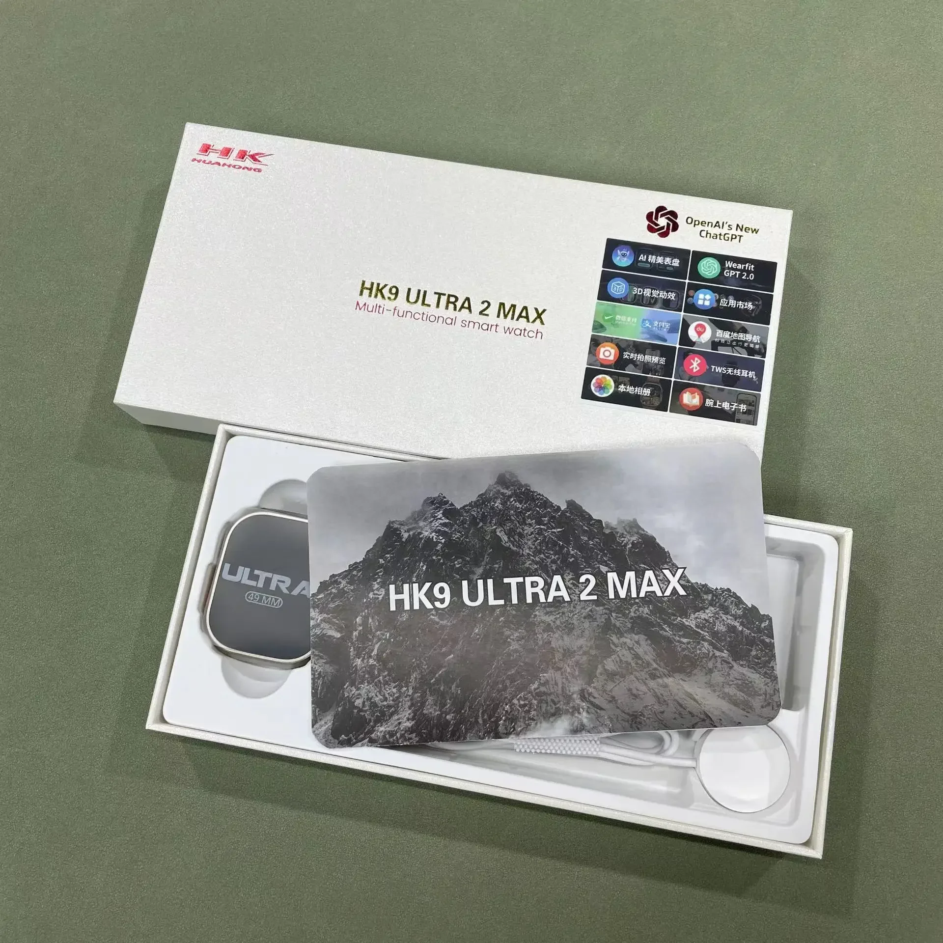 HK9 울트라 2 맥스 AMOLED 스마트 워치, 2GB ROM 사진 앨범, NFC 나침반, ChatGPT 심박수, BT 통화, 스포츠 스마트워치, 남녀공용, 2024 신제품