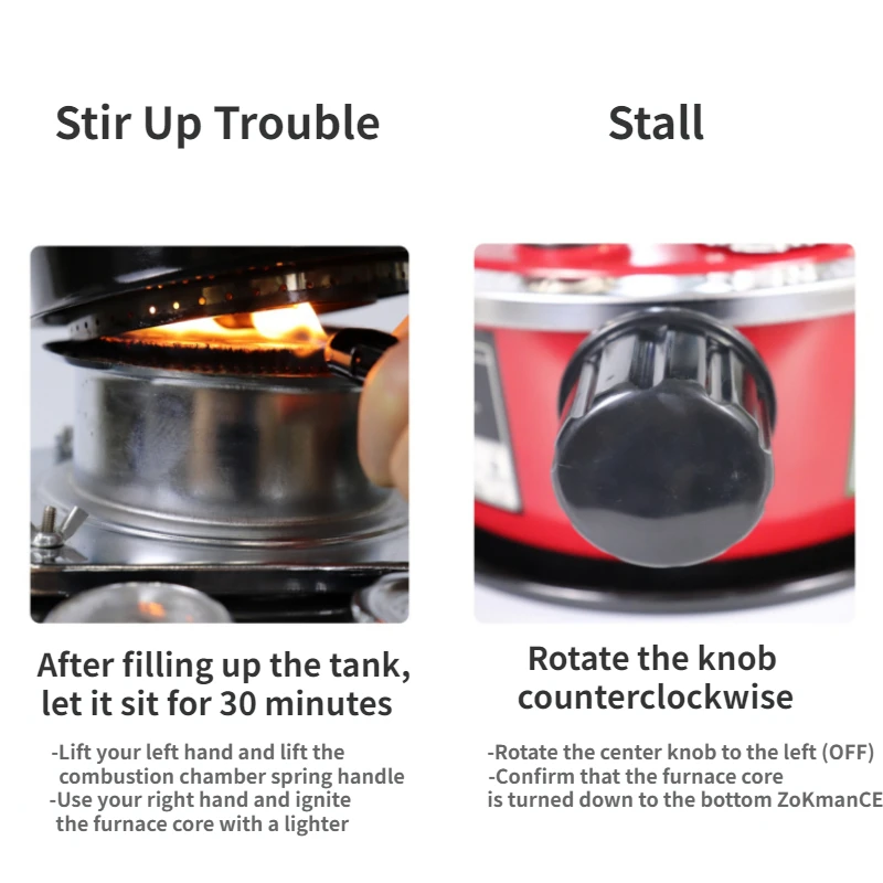 Kerosene Heater 2 in 1 Kerosene Stove Heater Stove Adjustable Firepower for Ice Fishing Hiking for Boiling Water Heating Cooking 5