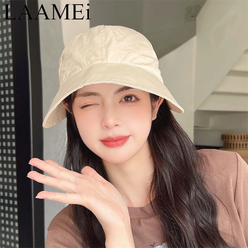 LAAMEi Summer UV Protection Hat With Pocket Adjustable Drawstring Fisherman Cap Women Sun Visors Hat Headwear