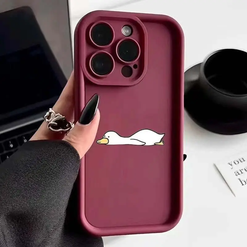 Whimsical Cartoon Lying Duck Phone Case