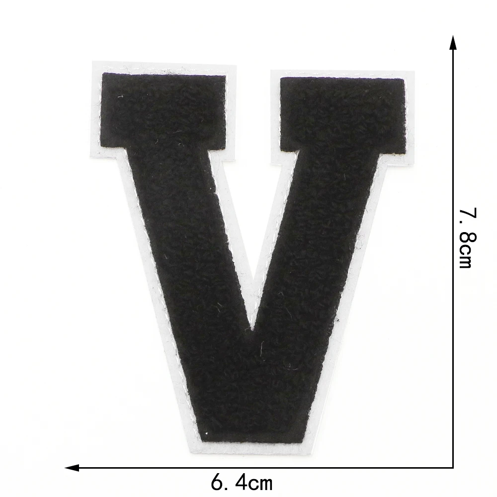 1PC Schwarz 3,07'H Buchstaben Chenille Buchstaben Patches Eisen auf Patches Für Kleidung Gestickte Patches Für Letterman Jacken Jeans – Detail 24