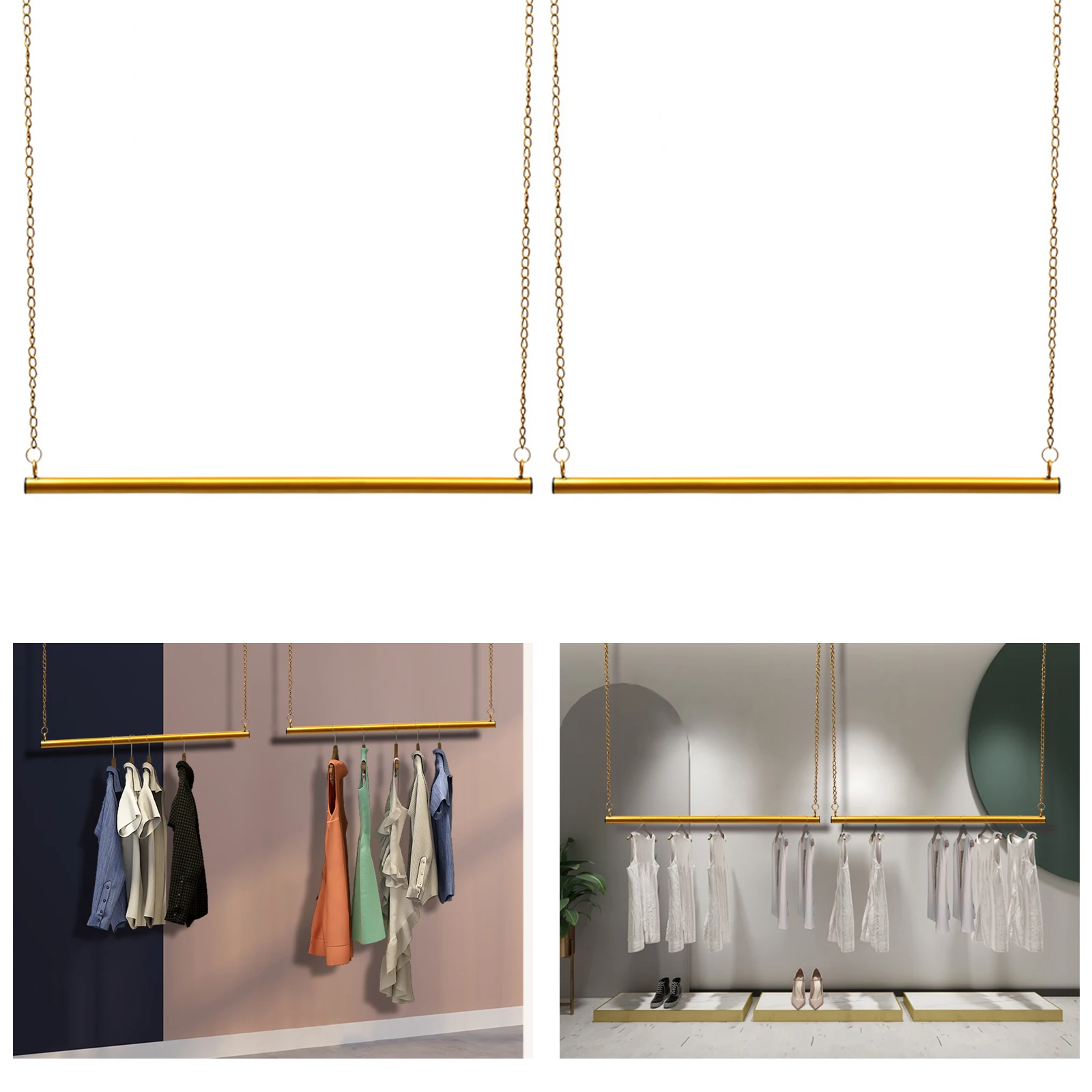 2 Pcs Chain Clothing Hanging Racks(90cm) Adjustable Height Wedding ...