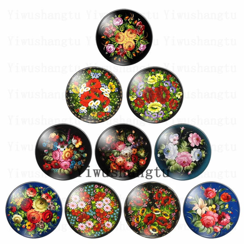 Elegant Red Rose Flower Glass Cabochon