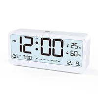 LCD Digital Alarm Clock Mute Electronic Clock Temperature Humidity Calendar Week Display Smart Night Light Mode Bedroom Clocks 6