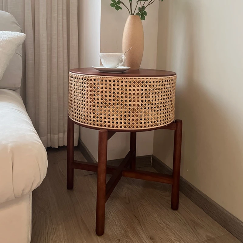 

Trendy Storage Nightstands Living Room Rattan Nordic Small Nightstands Bedroom Modern Mesa Cabeceira Bedroom Furniture SR50NS