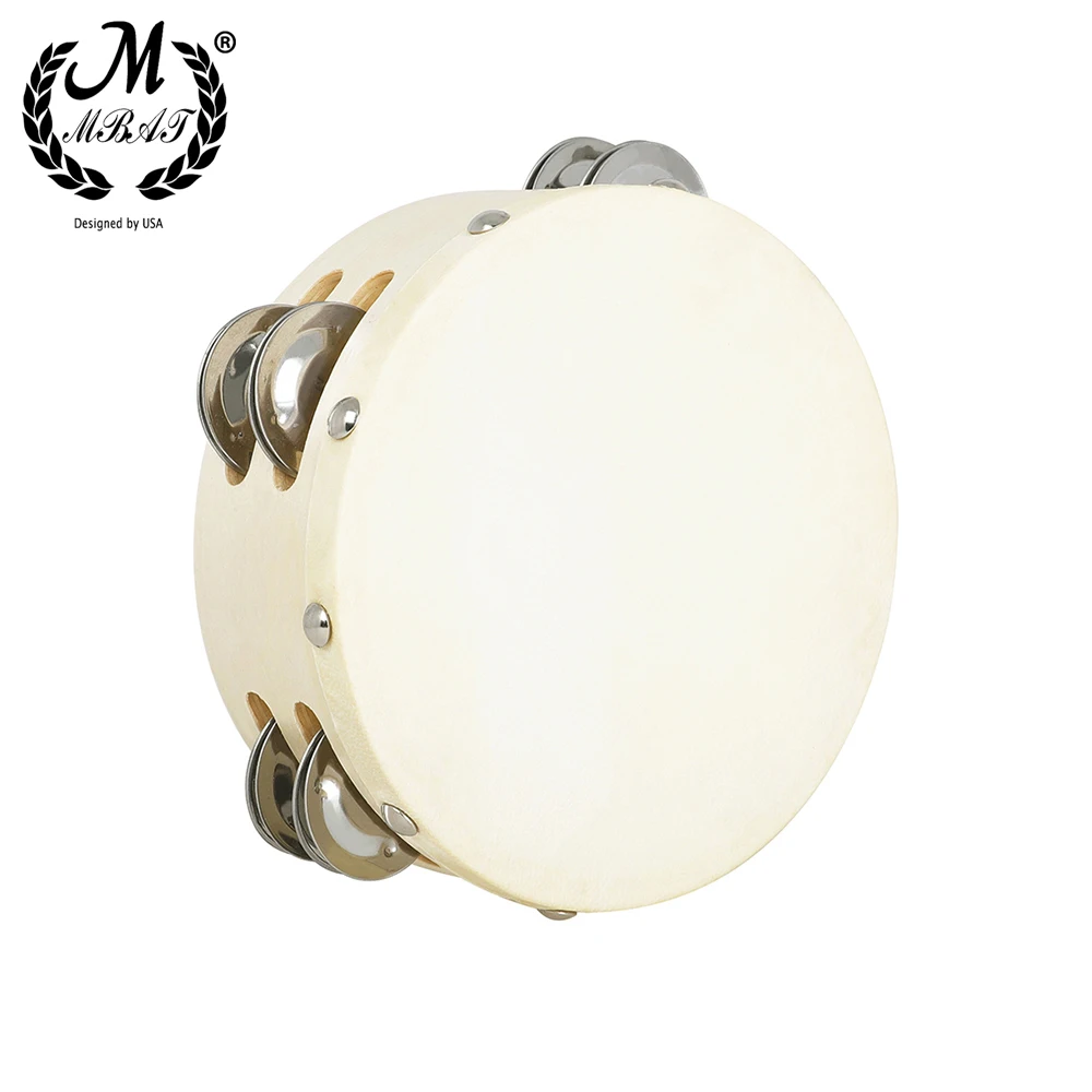 M MBAT 6 Inch Tambourine Hand Held Drums Toys Double Layer Sheepskin Tambourine Percussion Instrument For Party Kids Games