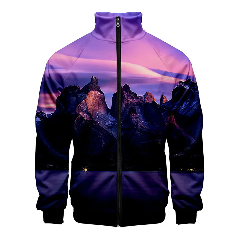 thumbnail image 1 of Chaqueta con estampado de paisaje de montaña nevada en 3D, chaquetas con gráficos de paisajes divertidos para hombres y niños, ropa de calle de moda, ropa superior, 1 of 5