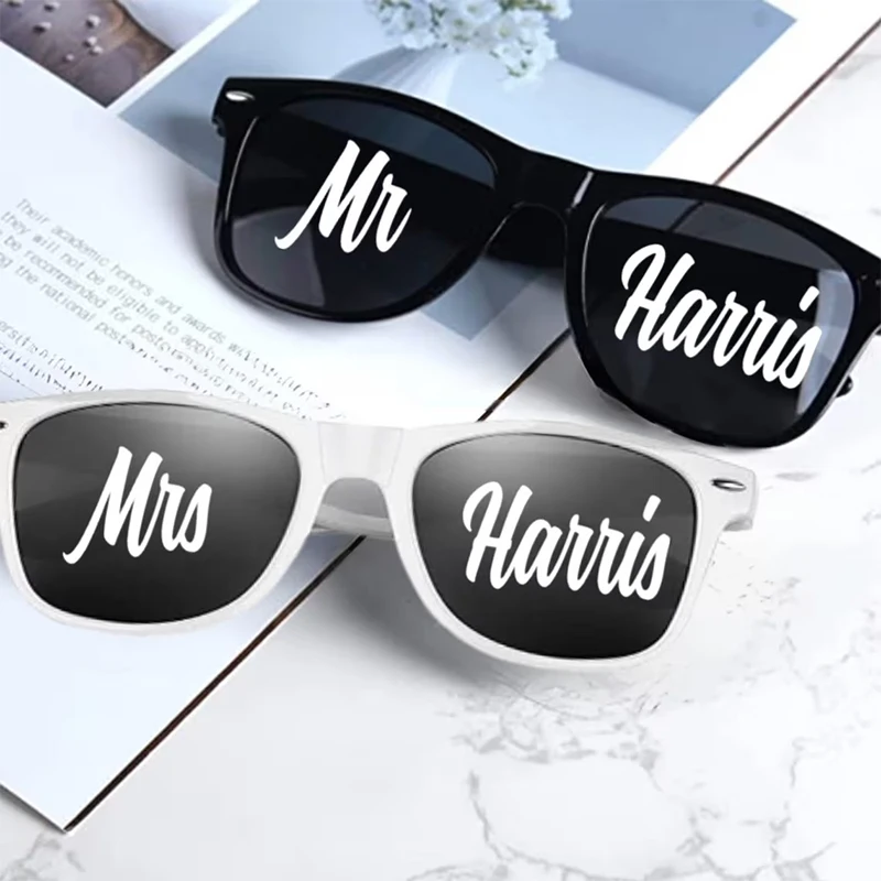 Personalisierte Braut-Sonnenbrille, Party, Junggesellenabschied, Hochzeit, Gastgeschenke, Brautjungfern, Geschenke für Junggesellinnenabschied, Namensaufkleber, flippige Brille