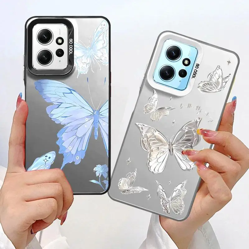 Art Schöne Schmetterlingsabdeckung Telefonhülle für Xiaomi Redmi A1 A2 Plus A3x 12 13 12C 13C 5G Poco C50 C51 C61 X3 NFC TPU Soft Shell_voghion.com