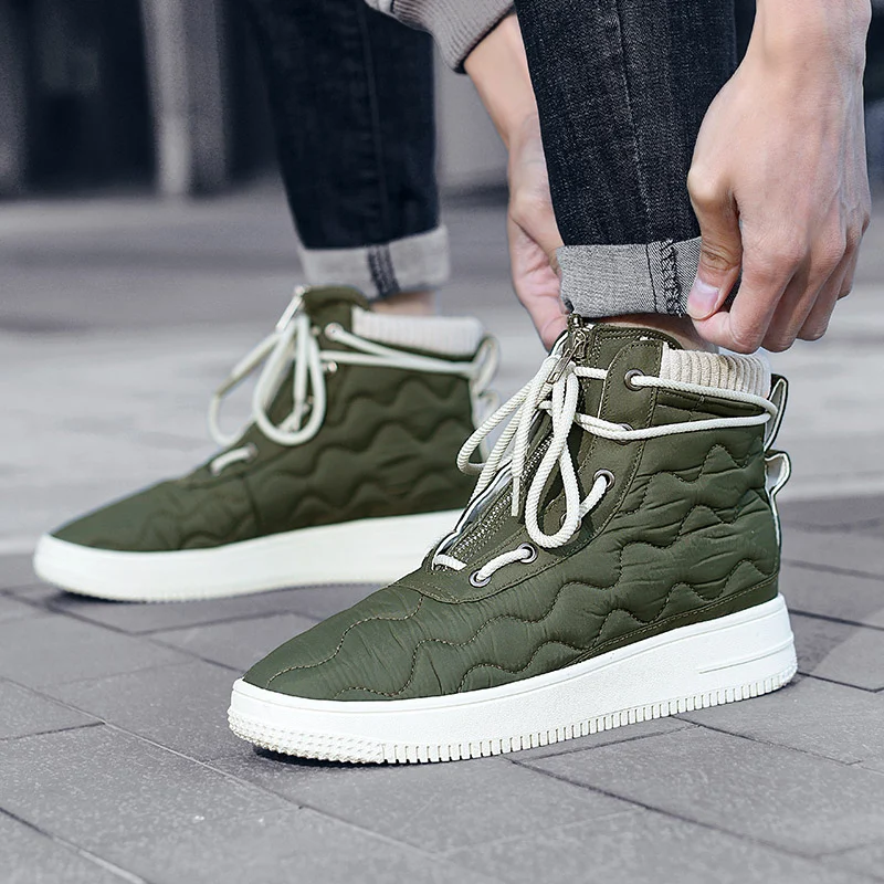 

Fashion Army Green Casual Sneakers Men Comfortabl High Top Mens Sneakers Retro Streetwear Shoes Men Designer Skateboard Footwear