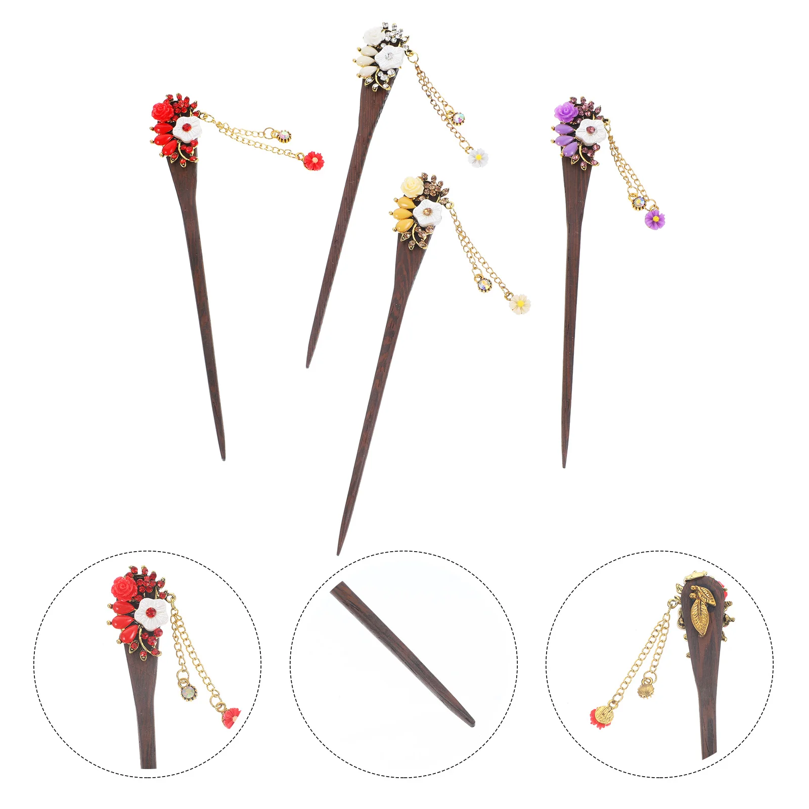 

Frcolor 1PC Stylish Wooden Hair Stick Vintage Bronze Hair Pin Traditional Flower Hairpin for Women Hair Styling