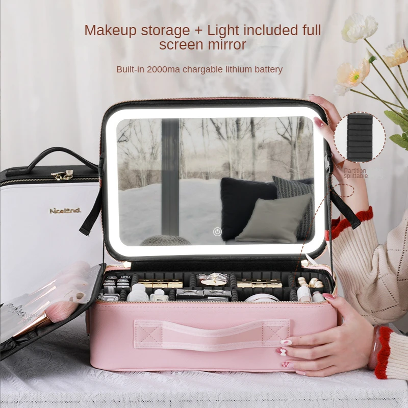 Smart Led Makeup Bag With Mirror Lights Large Capacity Professional Cosmetic  Case For Women Travel Organizers Beauty Kit Storage - AliExpress