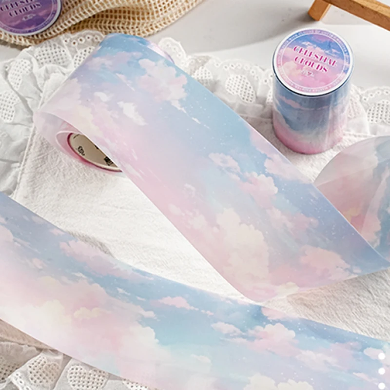 미스터 페이퍼 스카이 클라우드스케이프 테이프 200cm - PET 소재 대형 롤, 에테리얼 저널 데코, 창의적인 콜라주 재료