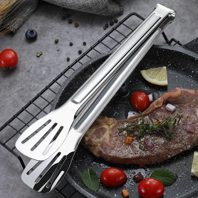 304 stainless steel food clip kitchen thickened buffet food clip barbecue steak three-line bread