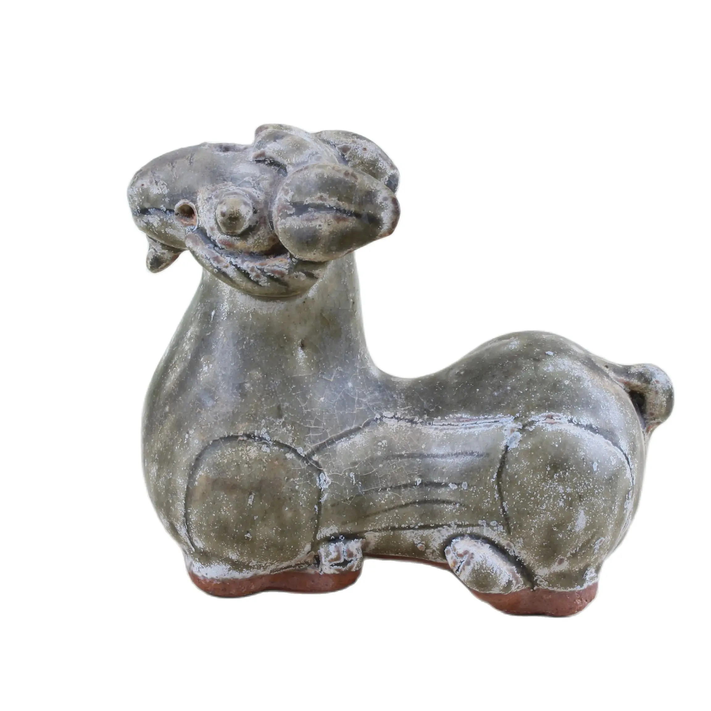 

Китайская коллекция керамическая статуя с узором овцы, украшения для дома, экспозиции