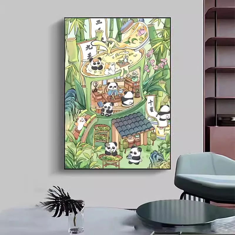 11CT 9CT Pandas Embroidery DIY Chinese Style Printed Kits Cross Stitch Thread Needlework Sets Home Decor Crafts