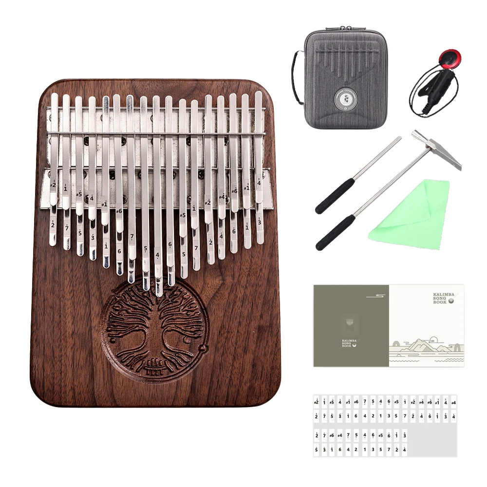 

Hluru Professional Kalimba 38 Keys C, Black Walnut Kalimbas 34 keys C, Thumb Piano Flat board Full Solid Wood Mbira