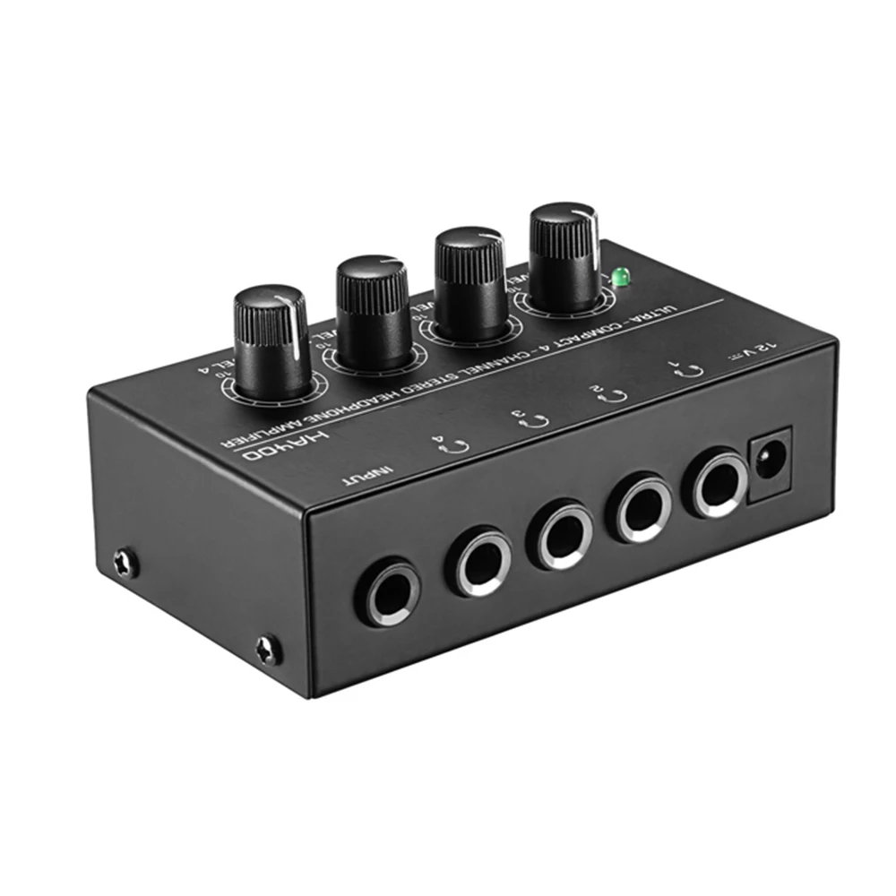 Ultra-Compact 4 Channels Headphone Amplifier HA400 Audio Stereo Amp Amplifier with EU Adapter for Music Mixer Recording